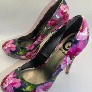 G by Guess Pink Floral Platform Pumps Heels Women's Size 7.5M Pink Purple